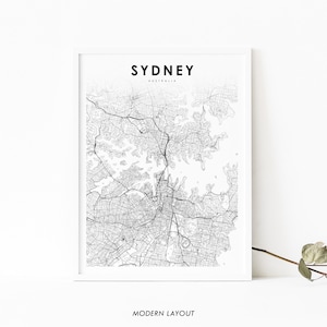 Impressão de mapa de Sydney Austrália, pôster de arte de mapa NSW, Nova Gales do Sul, impressão de mapa de estradas de ruas da cidade, decoração de parede de quarto de berçário, mapa para impressão