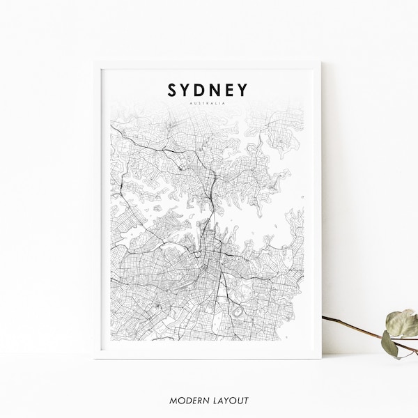 Sydney Australia Map Print, NSW Map Art Poster, New South Wales, City Street Road Map Print, Nursery Room Wall Office Decor, Printable Map