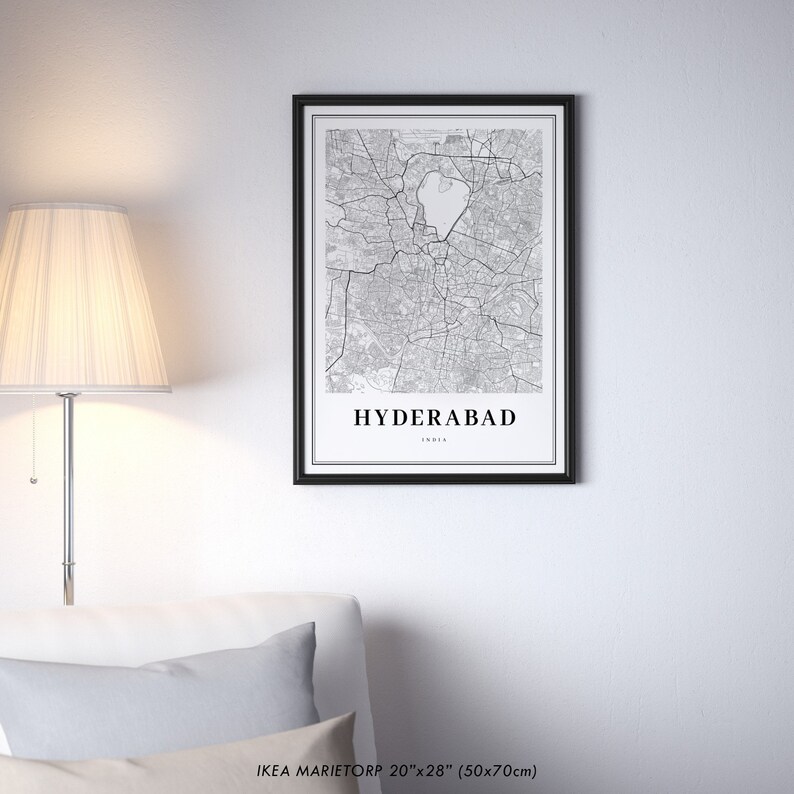 Buy Hyderabad India Map Print Map Art Poster Telangana City Online in