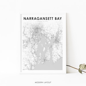 Narragansett Bay RI Karte Drucken, Rhode Island USA Karte Kunst Poster, Vorsehung, Stadt Straße Karte Druck, Kinderzimmer Wand Büro Dekor, printable