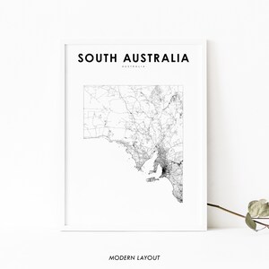 South Australia Karte Print, Australien Road Map Art Poster, Adelaide SA, State Road Map Print, Kinderzimmer Wand Büro Dekor, druckbare Karte