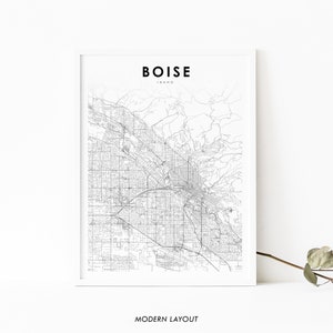 Boise Area ID Karte Print, Idaho USA Karte Art Poster, Ada Boise-Nampa City Street Road Map Print, Kinderzimmer Wand Büro Dekor, druckbare Karte