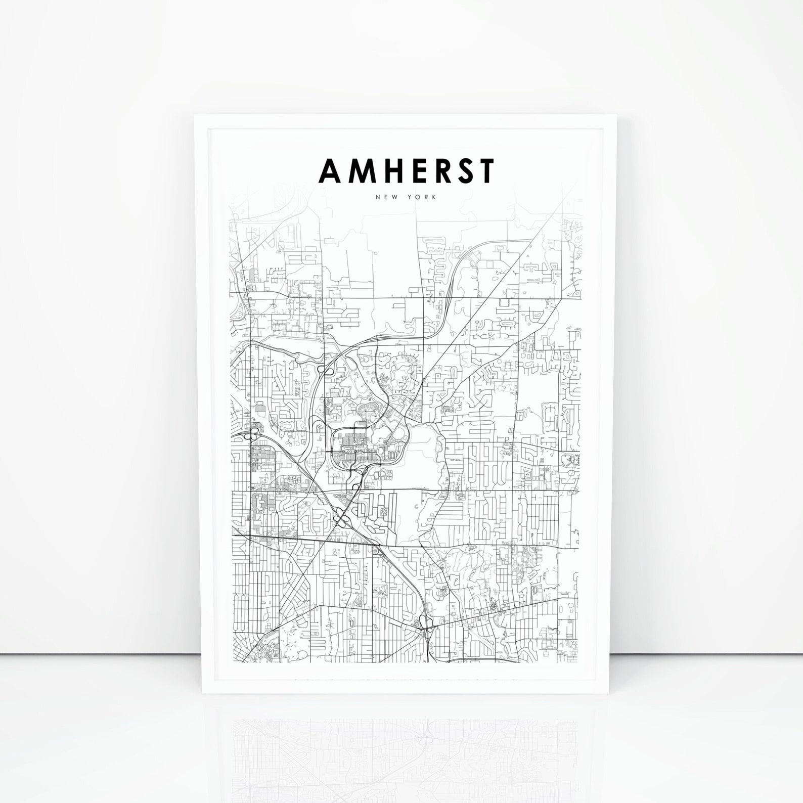 Amherst NY Map Print New York USA Map Art Poster Buffalo Etsy