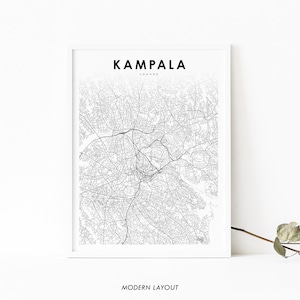 Kampala Uganda Map Print, Map Art Poster, Africa City Street Road Map Print, Nursery Room Wall Office Decor, Printable Map