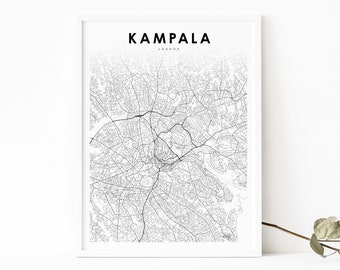 Kampala Uganda Map Print, Map Art Poster, Africa City Street Road Map Print, Nursery Room Wall Office Decor, Printable Map