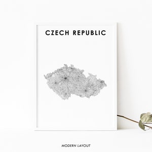 Tsjechië kaart afdrukken, Tsjechië routekaart Art Poster, Česká republika Praag Europa kaart kunst, kinderkamer muur Office Decor, afdrukbare kaart