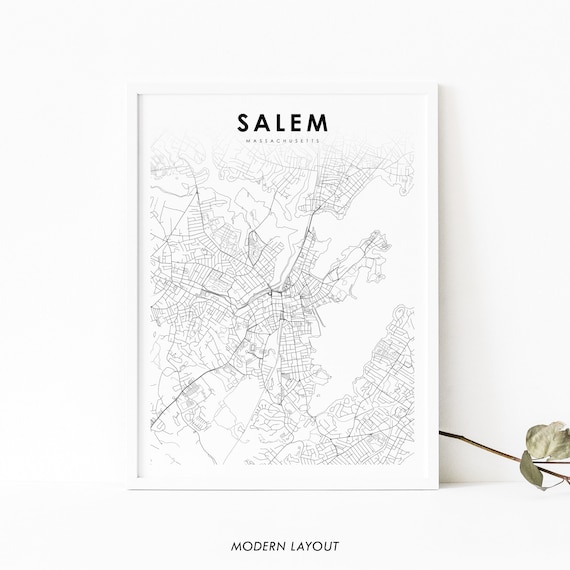 Street Map Of Salem Ma Salem Ma Map Print Massachusetts Usa Map Art Poster City | Etsy Hong Kong