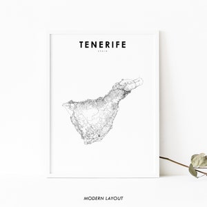 Teneriffa Kanarische Inseln Karte Drucken, Spanien Karte Kunst Poster, Kanaren Stadt Straße Straßenkarte Druck, Kinderzimmer Wand Büro Dekor, druckbare Karte