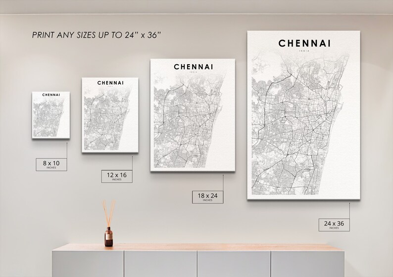 Chennai India Map Print Tamil Nadu Map Art Poster Madras Etsy