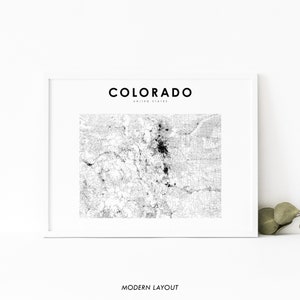 Impression de carte du Colorado, impression de carte routière d'état, CO USA United States Map Art Poster, Nursery Room Wall Office Decor, Printable Map