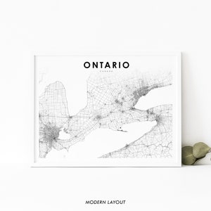 Impression de carte du sud de l'Ontario, affiche d'art carte ON Canada, région du Grand Toronto GTA, carte routière de la ville, décoration murale de bureau, carte imprimable