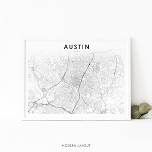 Austin TX carte impression, Texas USA carte Art affiche, Round Rock Travis, City Street Road Map Print, Nursery Room Wall Office Decor, carte imprimable
