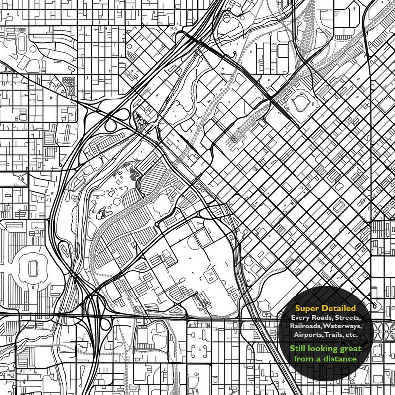 denver co map print colorado usa map art poster city street etsy
