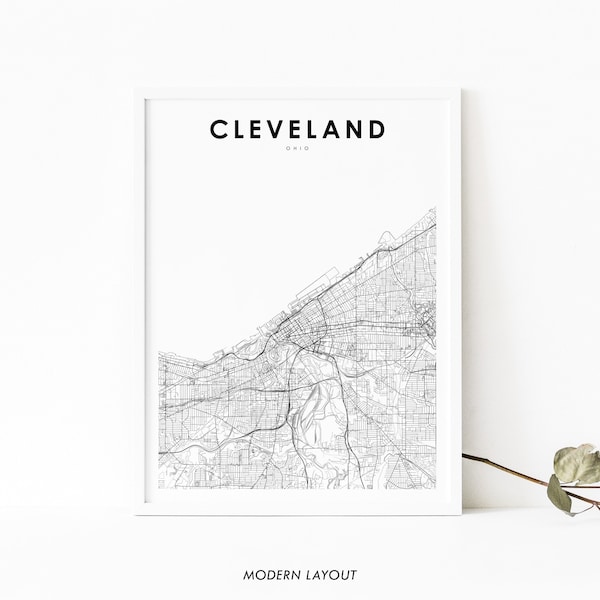 Cleveland OH Map Print, Ohio USA Map Art Poster, Cuyahoga County, City Street Road Map Print, Nursery Room Wall Office Decor, Printable Map