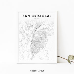 San Cristobal Venezuela Karte Print, San Cristóbal Táchira Karte Kunst Poster, Stadt Straße Straße Karte Druck Kinderzimmer Büro Wand Dekor Printable