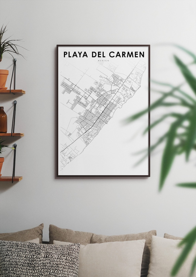 Playa del Carmen Mexico Map Print, Map Art Poster, Riviera Maya, City Street Road Map Print, Nursery Room Wall Office Decor, Printable Map image 3