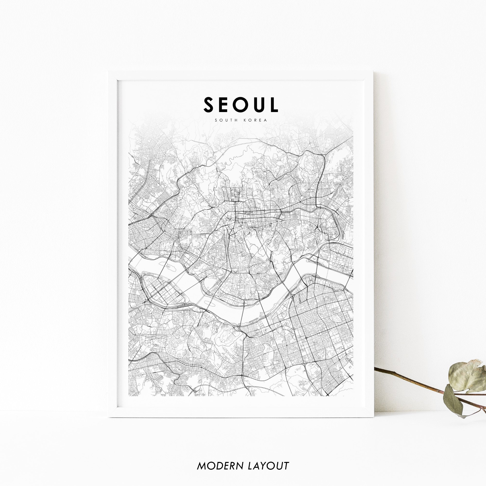 Seoul South Korea Map Print, Map Art Poster, 서울 대한민국 한국