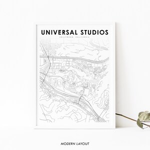 Universal Studios Hollywood California Map Print, CA USA Map Art Poster, City Street Road Map Print, Kinderkamer Muur Kantoor Decor