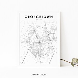 Georgetown KY Karte Print, Kentucky USA Karte Kunst Poster, Scott, City Street Road Map Print, Kinderzimmer Wand Büro Dekor, druckbare Karte