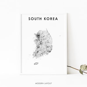 South Korea Map Print, Road Map Poster, 韓國 大韓民國 南韓 한국 대한민국 남한 지도 Map Art, Seoul, Nursery Room Wall Office Decor, Printable Map