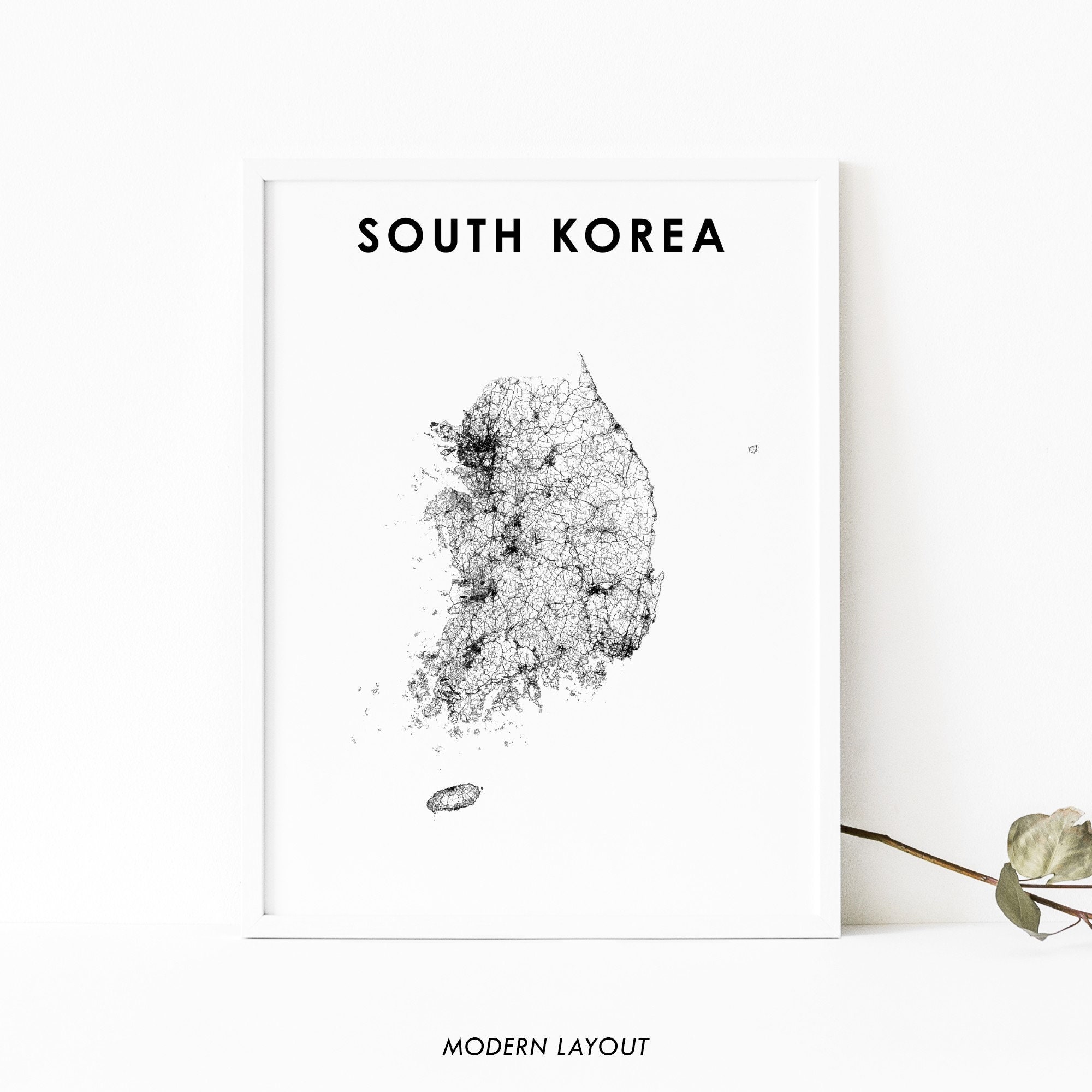 South Korea Map Print Road Map Poster 韓國 大韓民國 南韓 한국 대한민국 남한 - Etsy