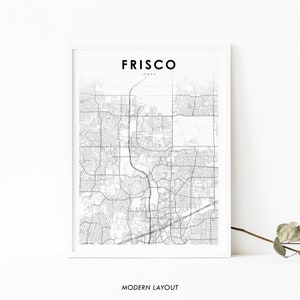 Frisco Map Print, Texas TX USA Map Art Poster, Collin Denton, City Street Road Map Print, Nursery Room Wall Office Decor, Printable Map
