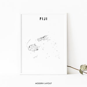 Fiji kaart afdrukken, land routekaart poster, Viti Levu Suva Oceanië Zuid-Pacific kaart kunst, kinderkamer muur kantoor decor, afdrukbare kaart