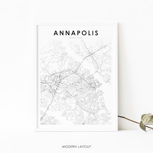 Annapolis MD Karte Print, Maryland USA Karte Kunst Poster, Anne Arundel, Stadt Straße Straße Karte Druck, Kinderzimmer Wand Büro Dekor, druckbare Karte