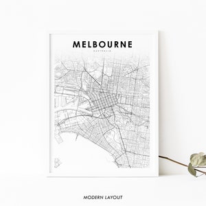 Downtown Melbourne Australia Map Print, Victoria Map Art Poster, City Street Road Map Print, Nursery Room Wall Office Decor, Printable Map