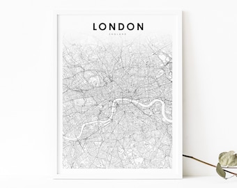 Londres Angleterre carte impression, Royaume-Uni Royaume-Uni carte Art affiche, ville rue route carte impression, pépinière chambre mur bureau Decor, carte imprimable