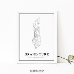 Grand Turk Map Print Turks and Caicos Islands Map Art Poster - Etsy