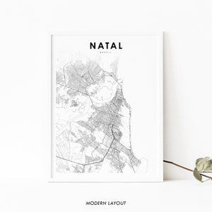 Natal Brazil Map Print, Brasil Map Art Poster, Rio Grande do Norte, City Street Road Map Print, Nursery Room Office Wall Decor Carte imprimable