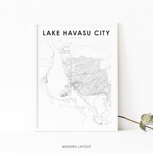 Lake Havasu City AZ Map Print, Arizona USA Map Art Poster, City Street Road Map Print, Nursery Room Wall Office Decor, Printable Map
