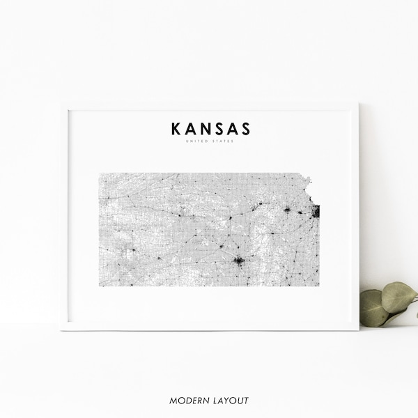 Kansas Map Etsy