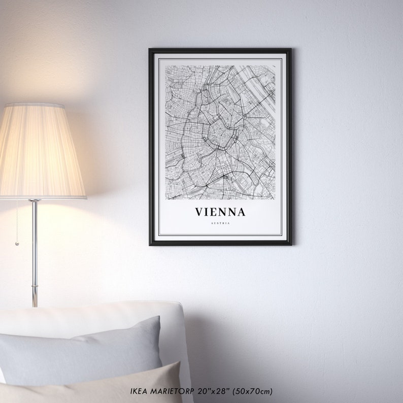 Downtown Wenen Oostenrijk kaart afdrukken, Wien Österreich kaart Art Poster, City Street routekaart afdrukken, kinderkamer muur Office Decor, afdrukbare kaart afbeelding 4