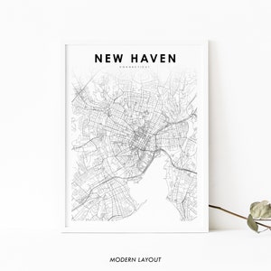 New Haven Computer Karte Print, New Haven USA Karte Kunst Poster, Yale, City Street Road Map Print, Kinderzimmer Büro Wand Dekor, druckbare Karte