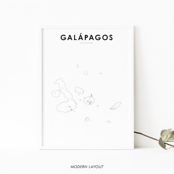 Galapagos Map Print Galápagos Ecuador Road Map Art Poster | Etsy