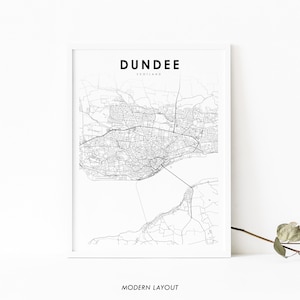 Dundee Ecosse carte impression, Royaume-Uni Royaume-Uni carte Art affiche, ville rue route carte impression, pépinière chambre mur bureau Decor, carte imprimable