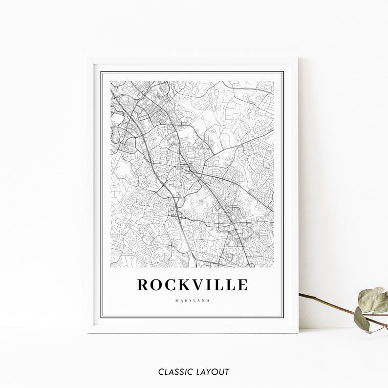 Rockville MD Map Print Maryland USA Map Art Poster Etsy