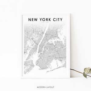 Impressão de mapa da área de Nova York, pôster de arte de mapa de Nova York NYC NY EUA, impressão de mapa de estradas de ruas da cidade, decoração de escritório de parede de quarto de berçário, mapa para impressão