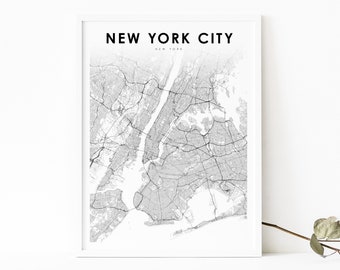 New York Area Map Print, New York City NYC NY USA Map Art Poster, City Street Road Map Print, Nursery Room Wall Office Decor, Printable Map
