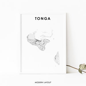 Tonga kaart afdrukken, land routekaart Art Poster, Nuku'alofa Tongaanse Polynesië kaart kunst, kinderkamer muur kantoor decor, afdrukbare kaart