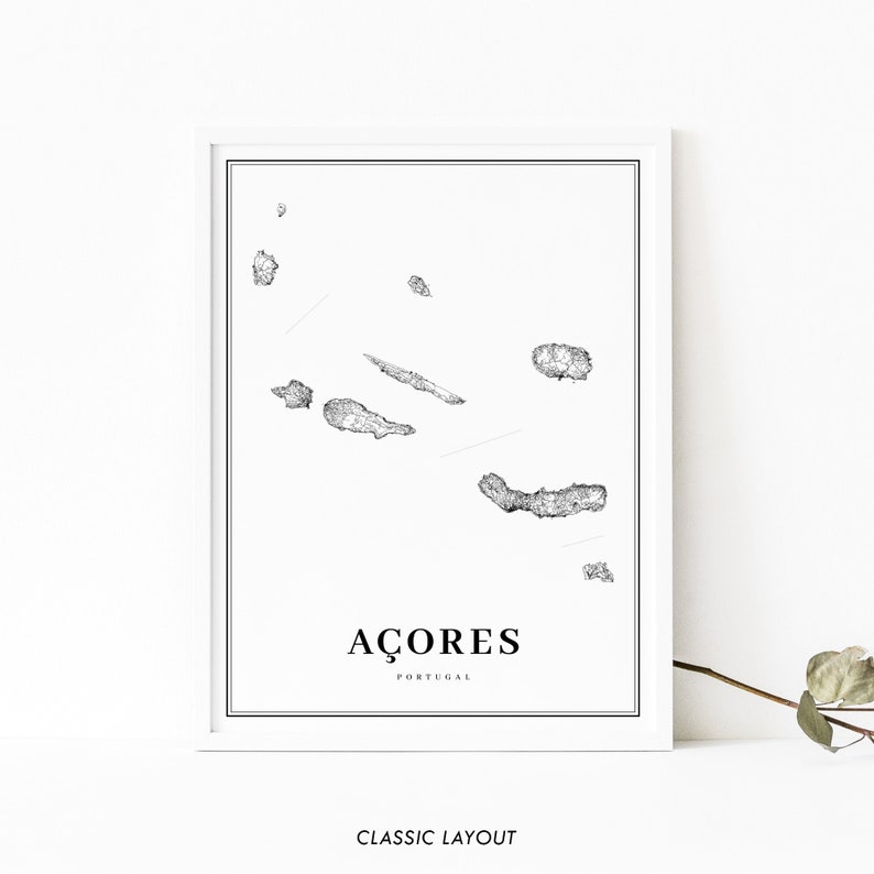 Azores Map Print, Açores Portugal Road Map Poster, São Miguel Pico ...