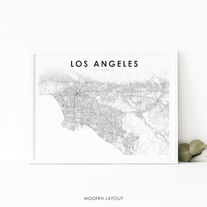 Impression de carte du Grand Los Angeles CA, Californie USA carte Art affiche, impression de carte routière de la rue de la ville, pépinière chambre Wall Office Decor, carte imprimable