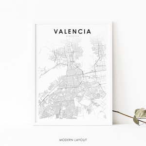 Valencia Venezuela Map Print, Venezuela Map Art Poster, València City Street Road Map Print, Nursery Room Office Wall Decor, Printable Map