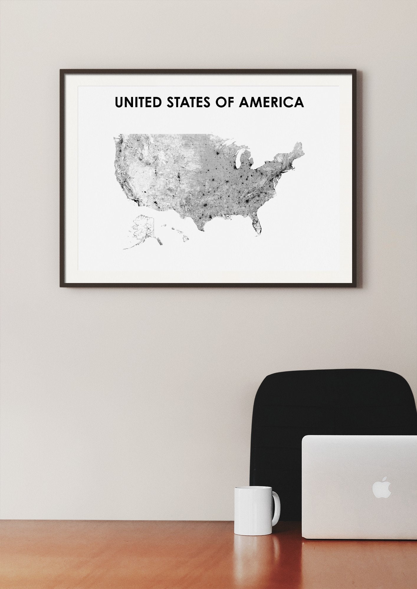 USA Map Print, Country Road Map Art Poster, United States Roads North ...