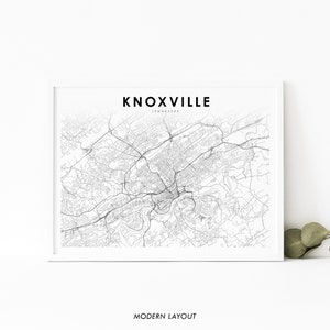 Knoxville TN Map Print, Tennessee USA Map Art Poster, Knox County, City Street Road Map Print, Nursery Room Wall Office Decor, Printable Map