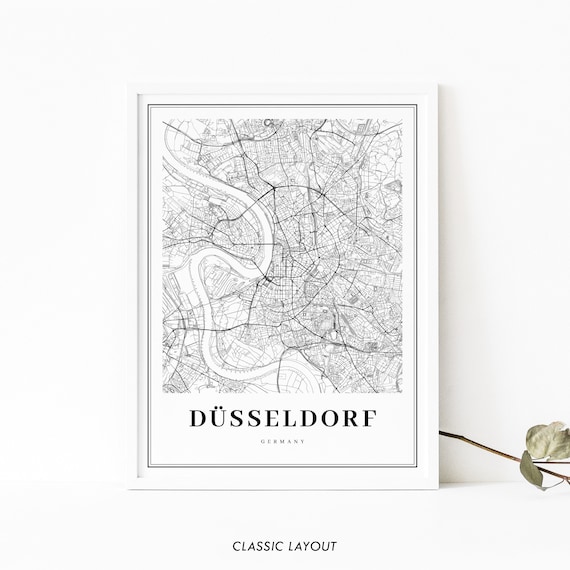 Prints Printable Map City Street Road Map Print D\u00fcsseldorf Germany ...