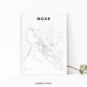 Moab UT kaart afdrukken, Utah USA kaart Art Poster, stad straat routekaart afdrukken, kinderkamer kantoor muur decor, afdrukbare kaart