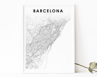 Barcelona Spain Map Print, España Map Art Poster, City Street Road Map Print, Nursery Room Wall Office Decor, Printable Map